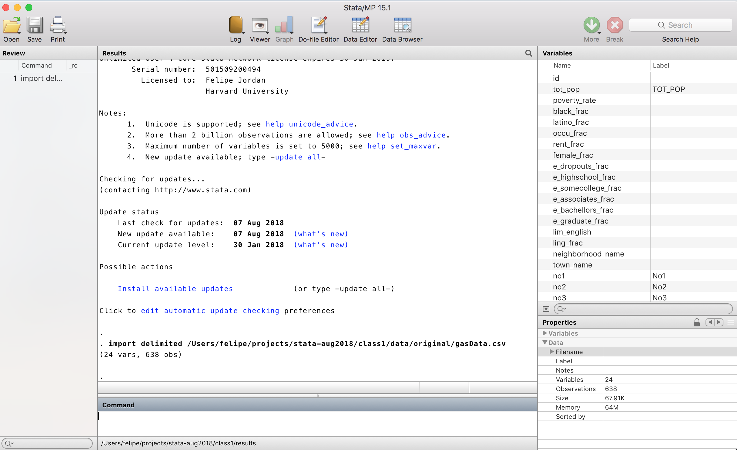 The Bare Stata Window that shows up when opening Stata